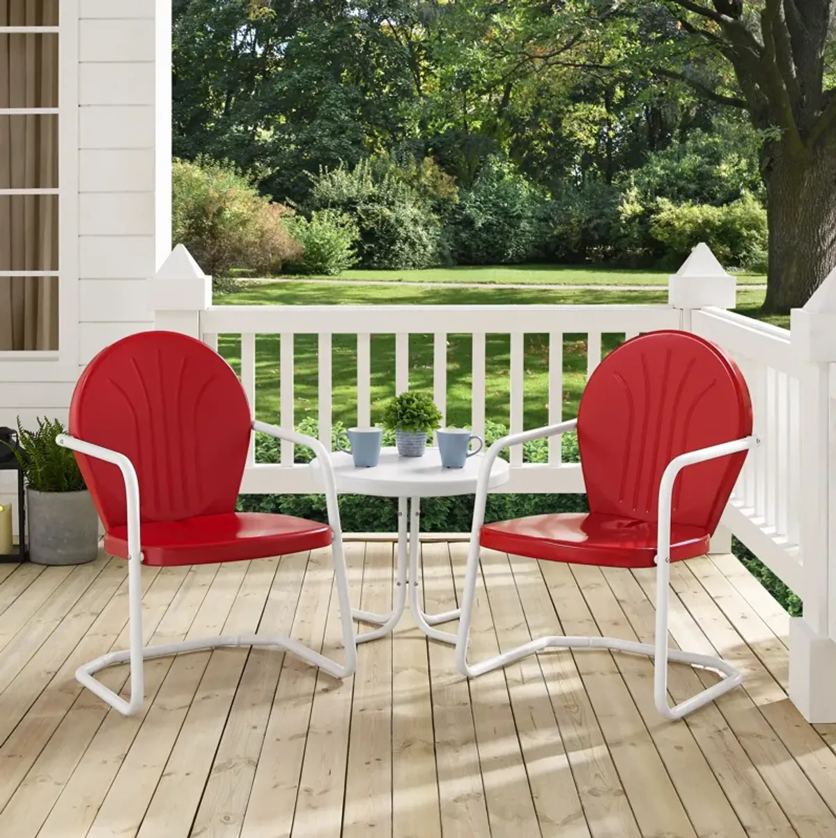 Kona Set of 2 Outdoor Chairs and Side Table - Red