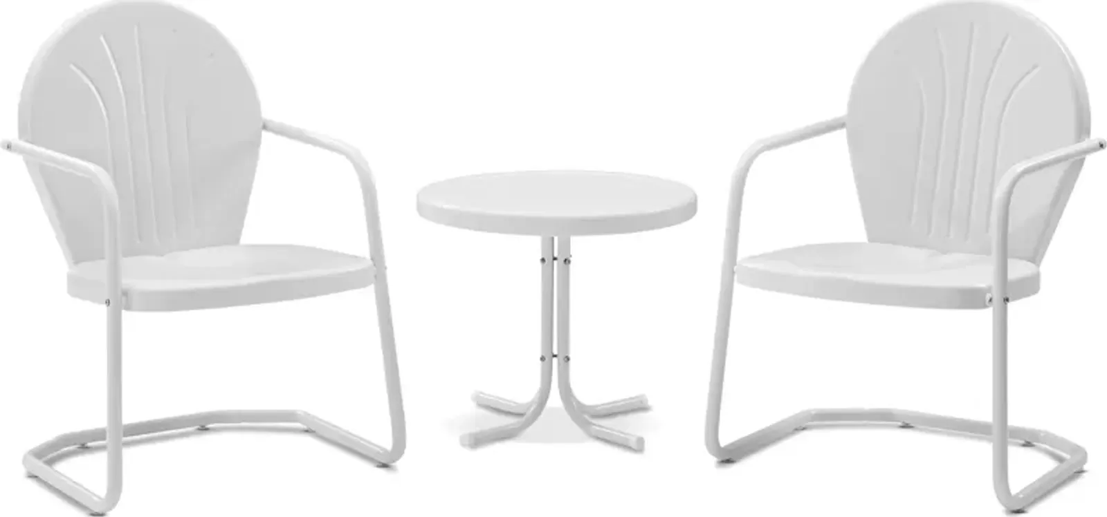 Kona Set of 2 Outdoor Chairs and Side Table - White