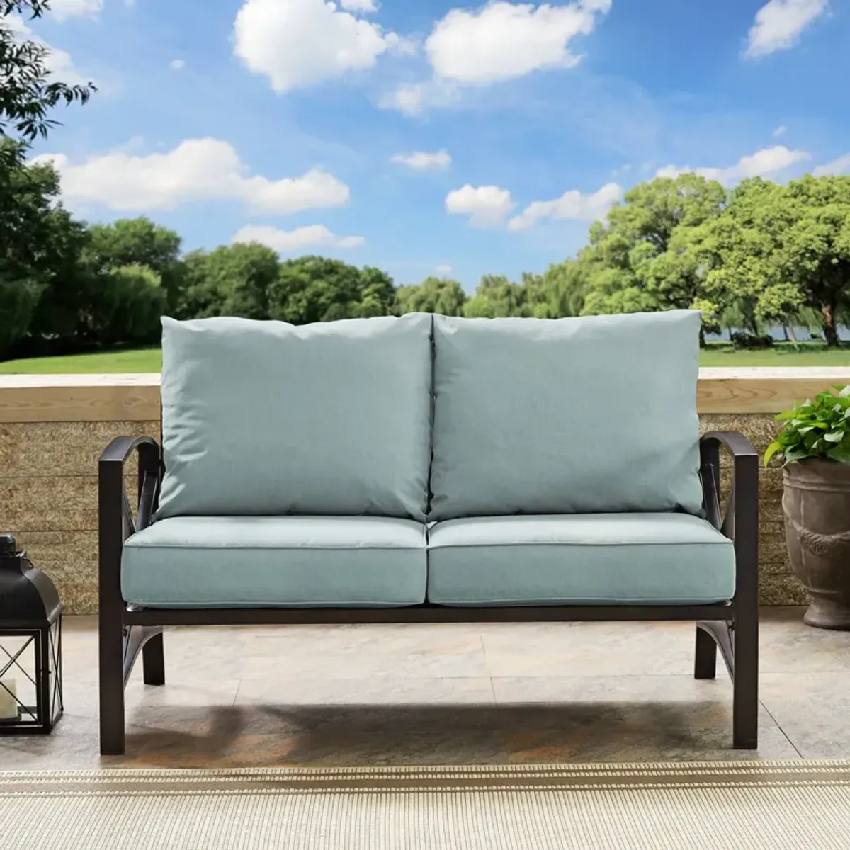 Clarion Outdoor Loveseat - Mist/Bronze