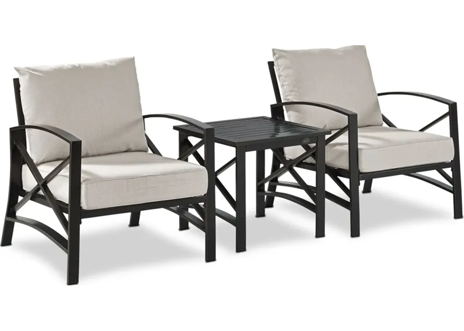 Clarion Set of 2 Outdoor Chairs and End Table - Oatmeal