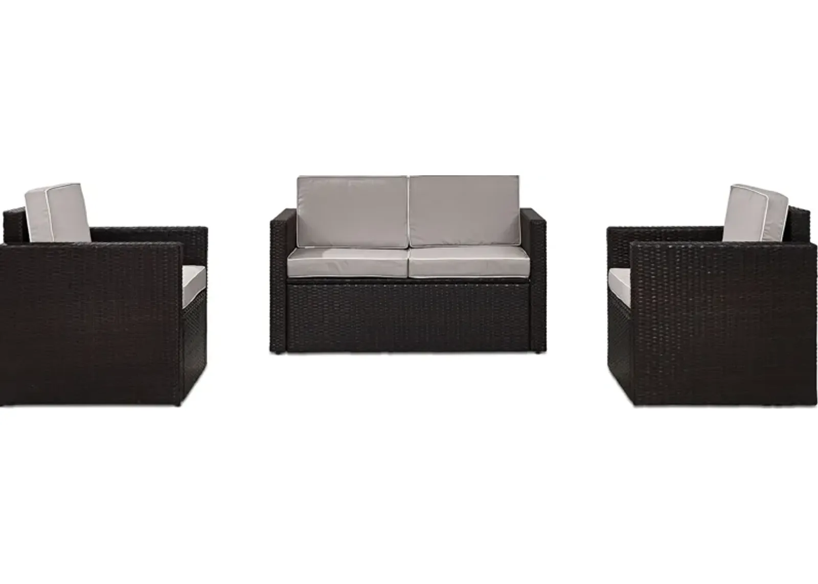 Aldo Outdoor Loveseat and 2 Chairs Set - Gray