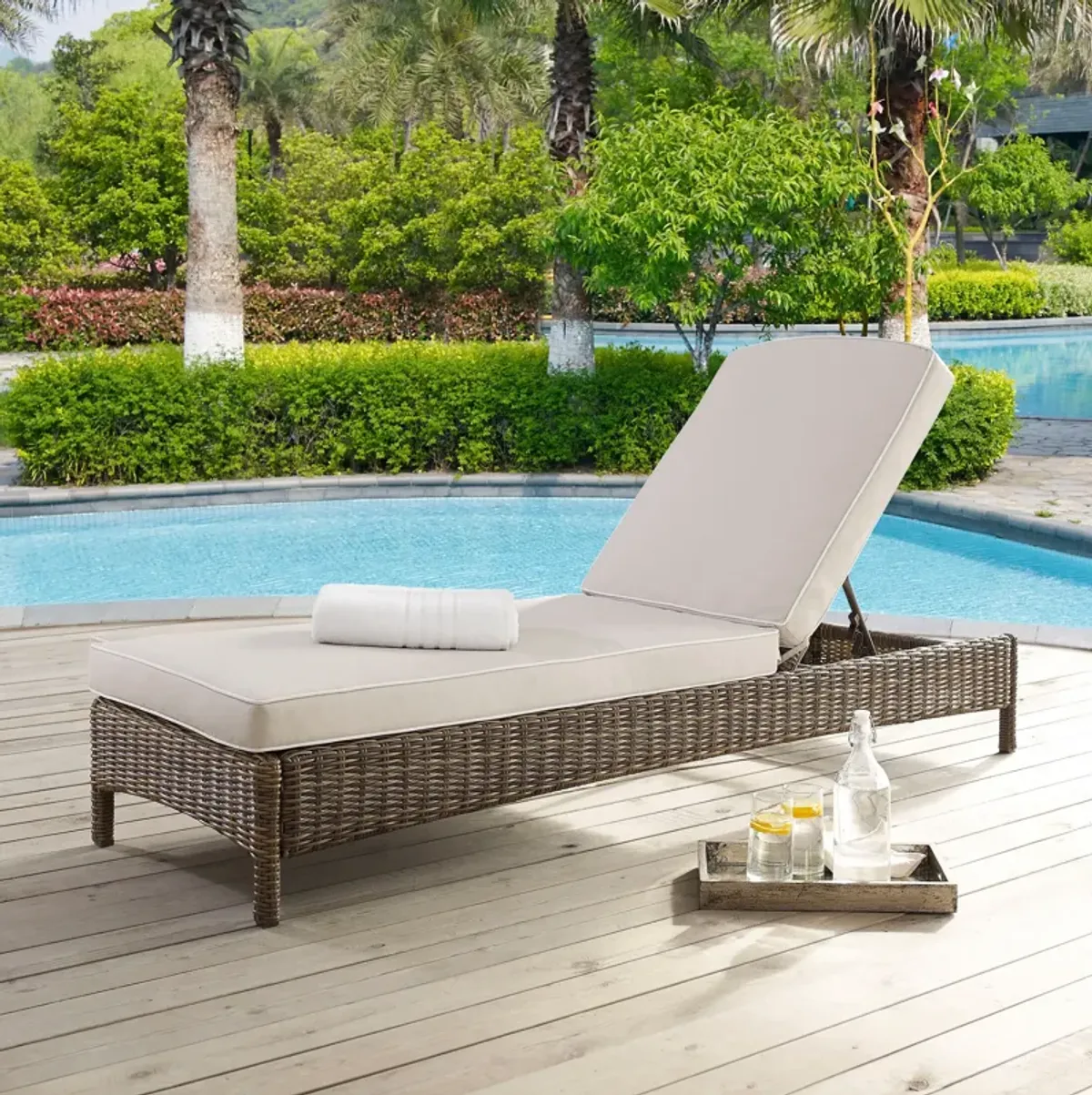 Destin Outdoor Chaise Lounge - Brown