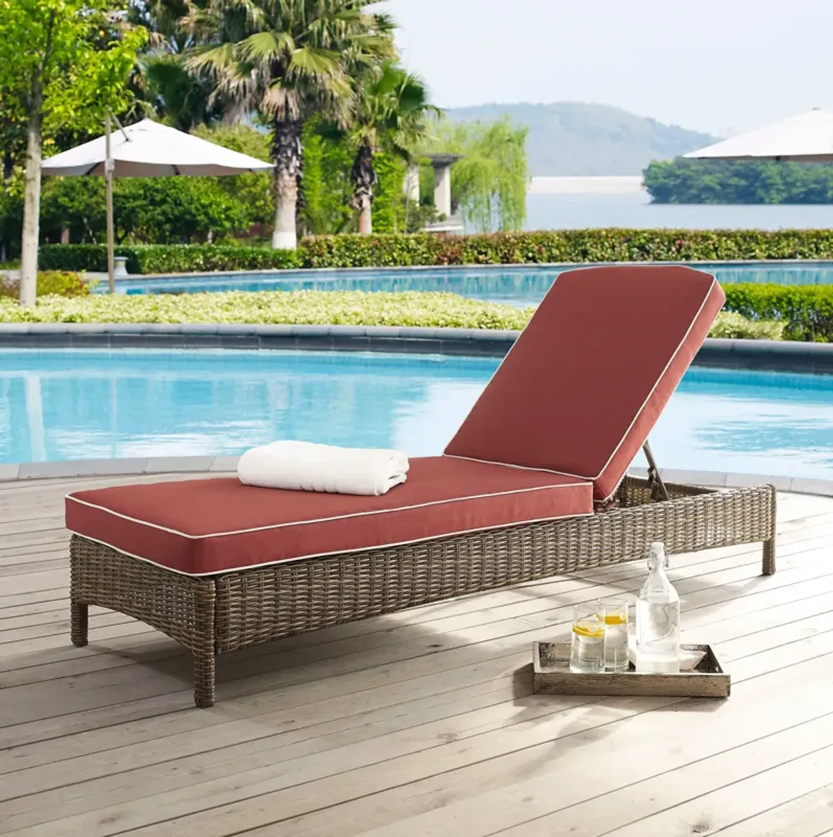 Destin Outdoor Chaise Lounge - Sangria