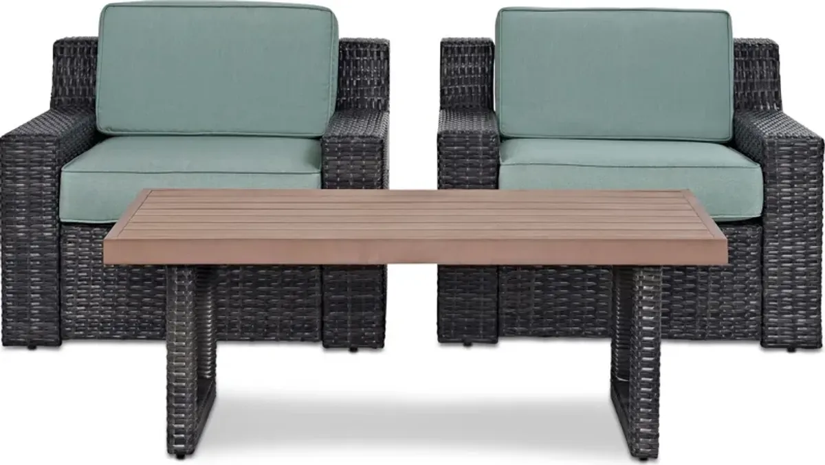 Tethys Set of 2 Outdoor Chairs and Coffee Table Set