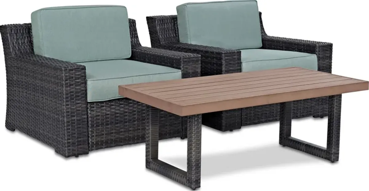 Tethys Set of 2 Outdoor Chairs and Coffee Table Set