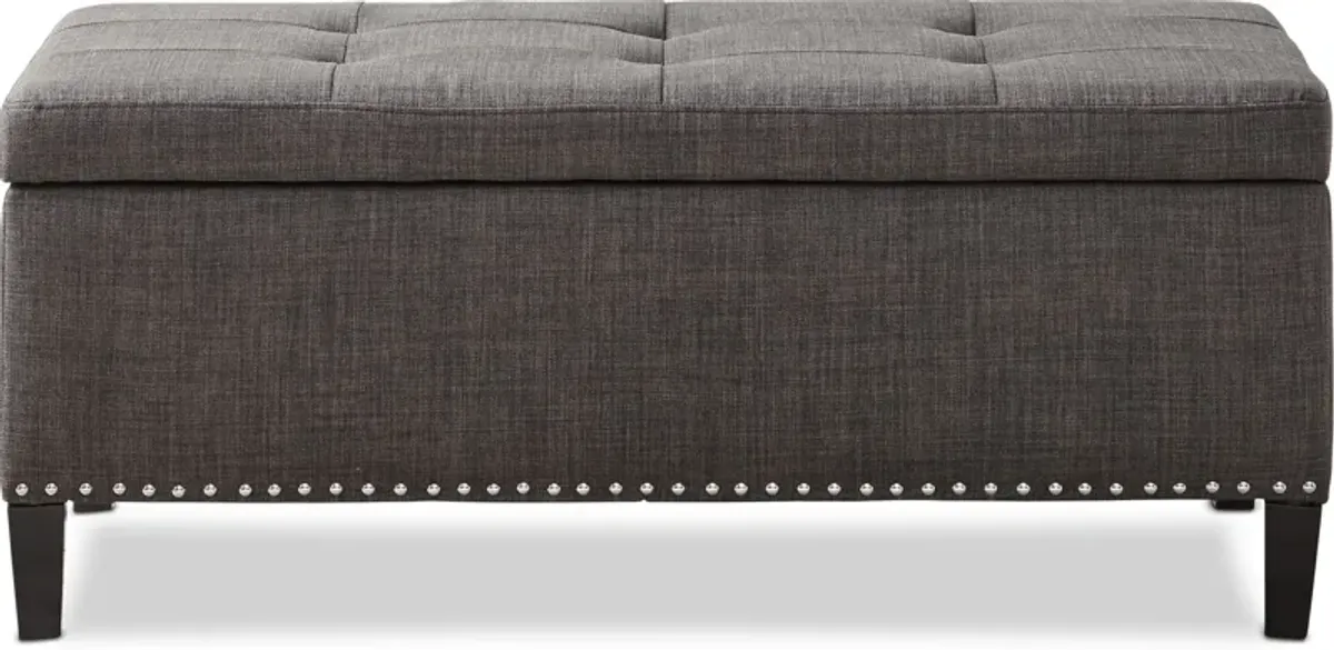 Eleanor Upholstered Storage Bench - Charcoal