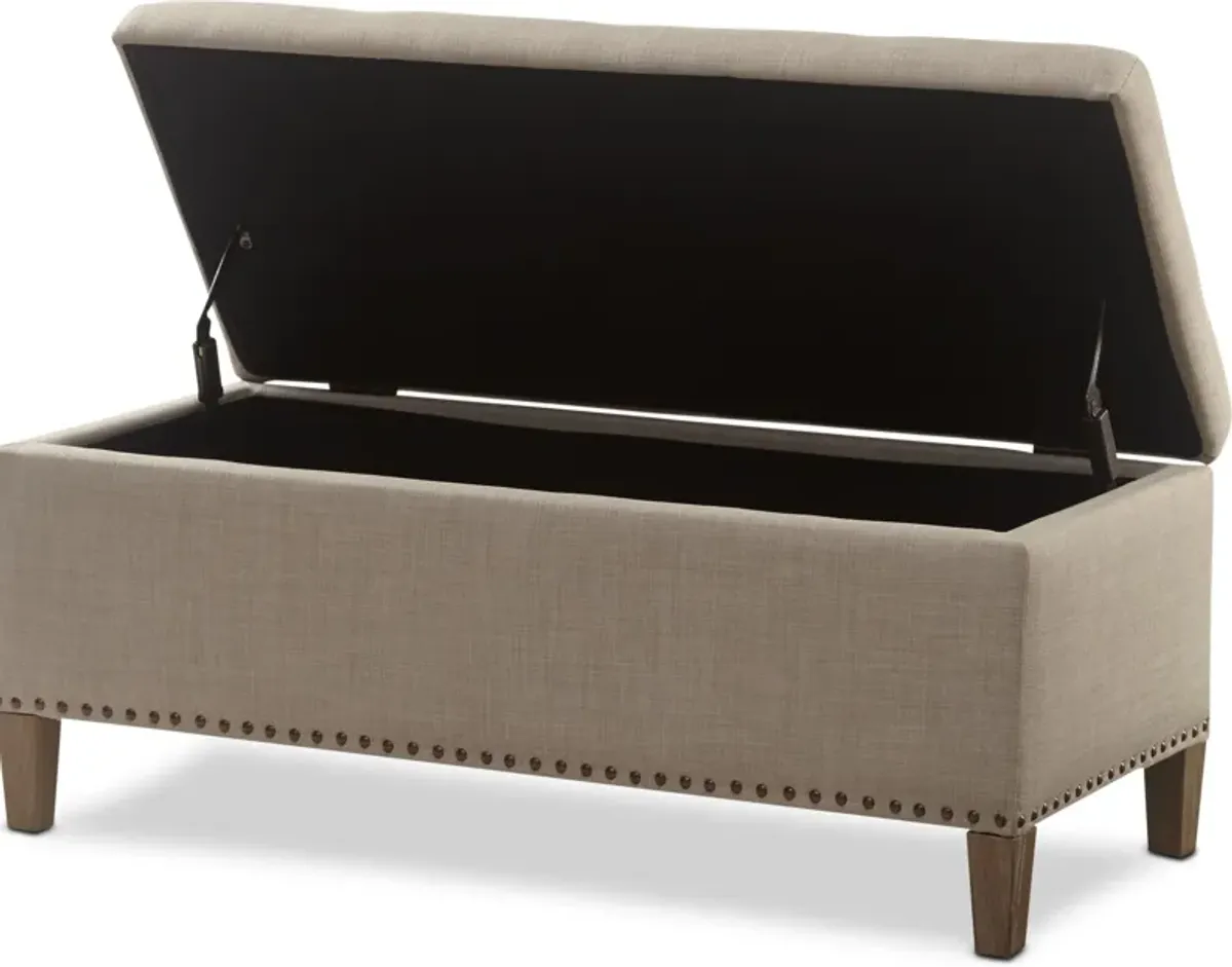 Eleanor Upholstered Storage Bench - Natural