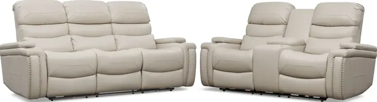 Jackson Triple-Power Reclining Sofa and Loveseat Set - Ivory