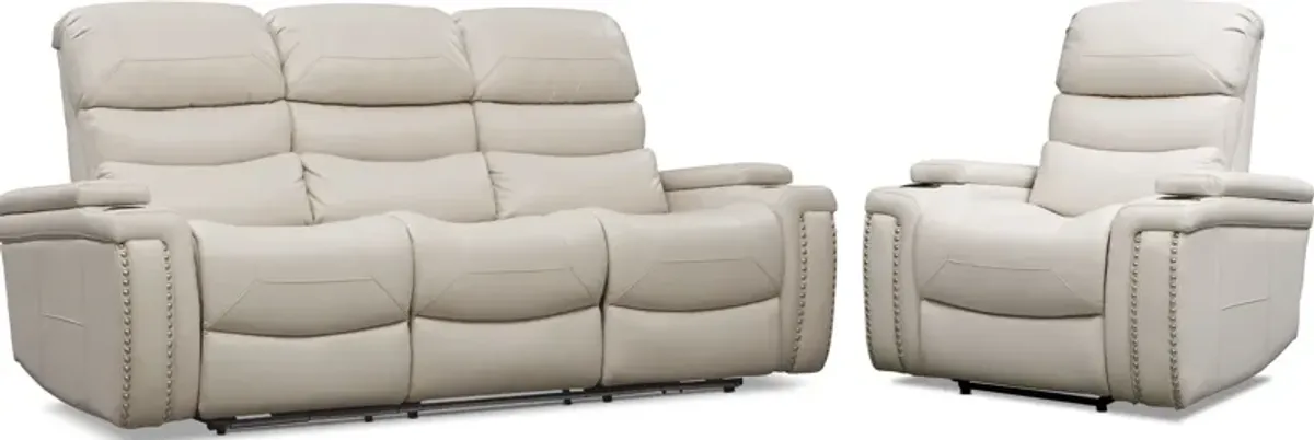 Jackson Triple-Power Reclining Sofa and Recliner Set - Ivory