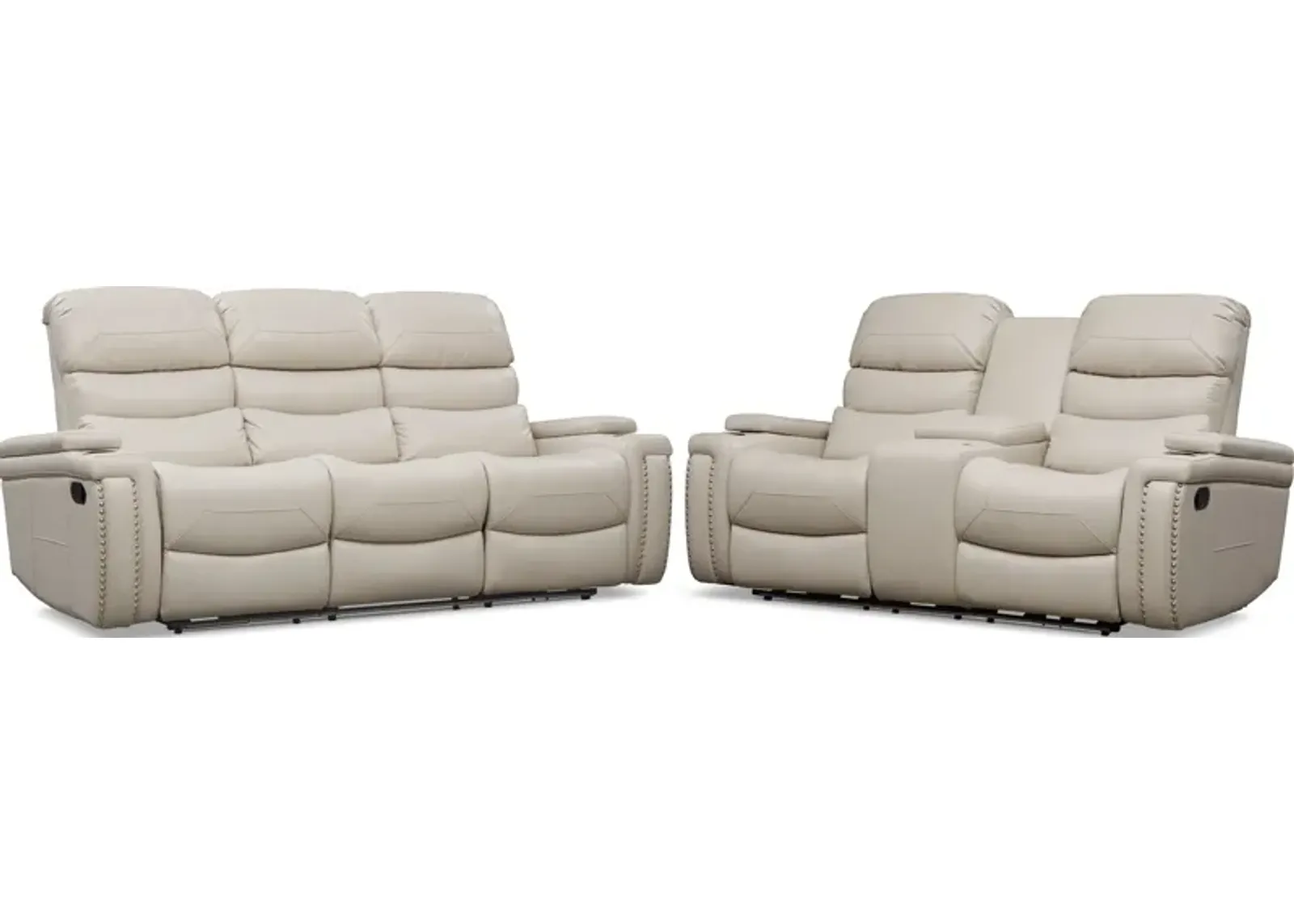 Jackson Manual Reclining Sofa and Loveseat Set - Ivory