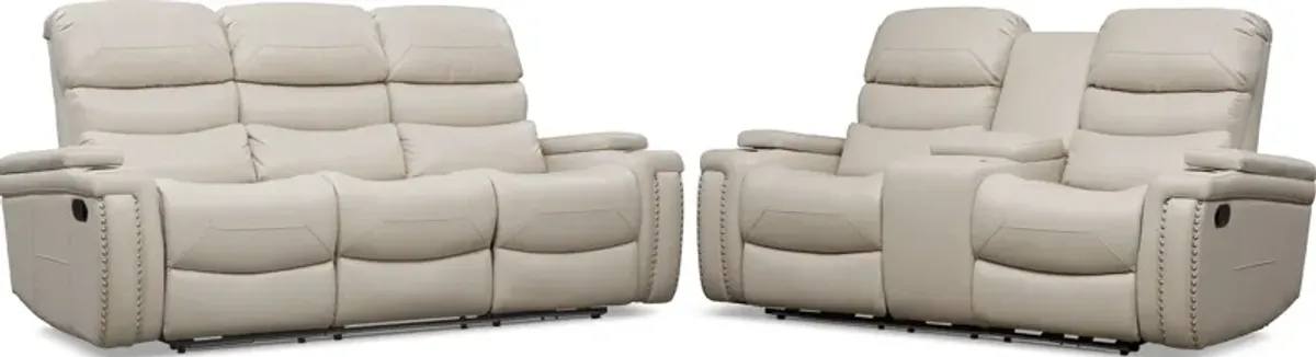 Jackson Manual Reclining Sofa and Loveseat Set - Ivory