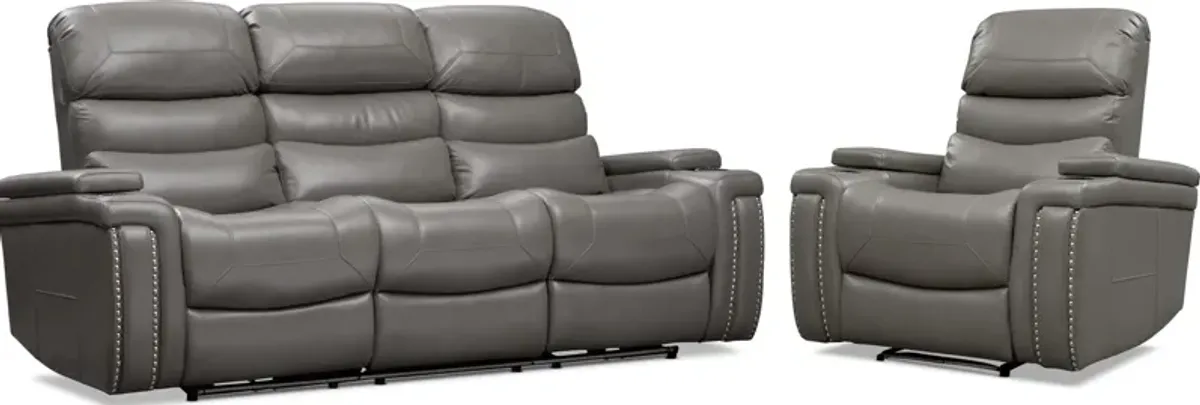 Jackson Triple-Power Reclining Sofa and Recliner Set - Gray