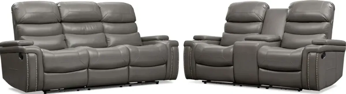 Jackson Manual Reclining Sofa and Loveseat Set - Gray