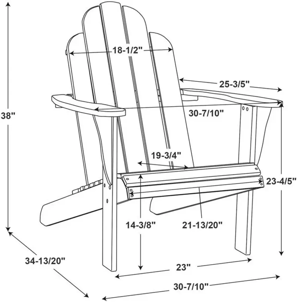 Hampton Beach Outdoor Adirondack Chair - White