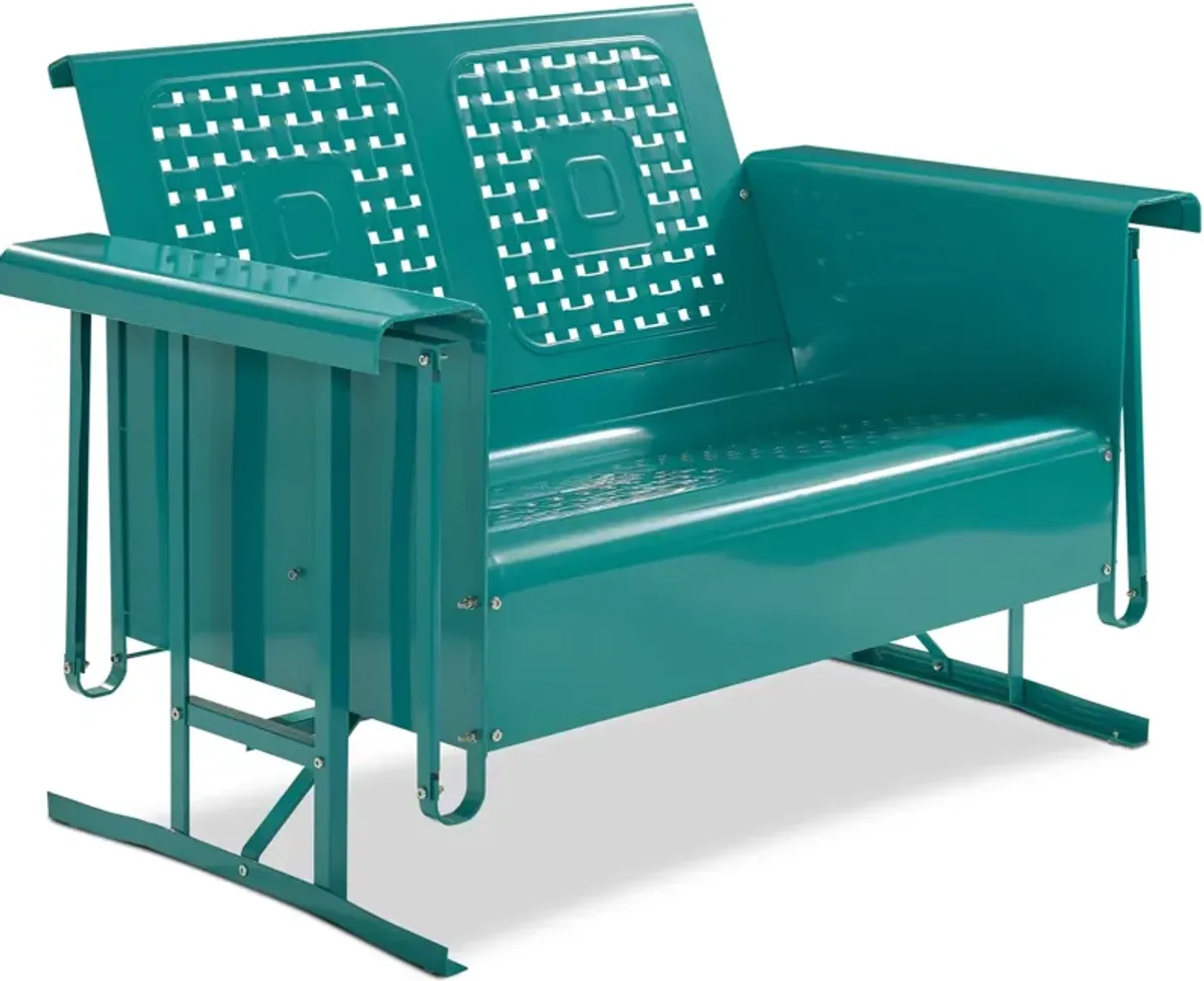 Foster Outdoor Loveseat Glider - Turquoise