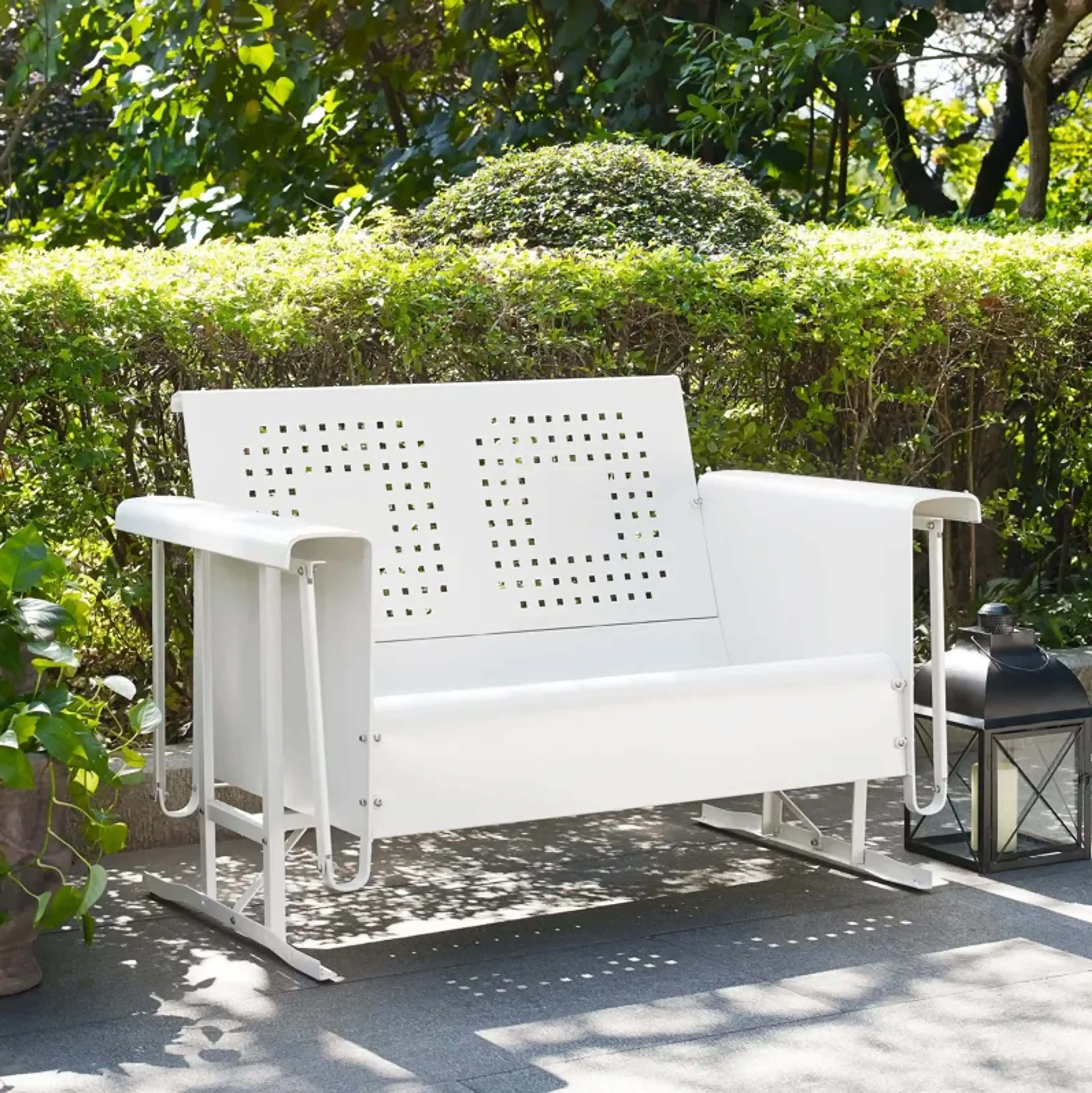 Foster Outdoor Loveseat Glider White American Signature Furniture ...