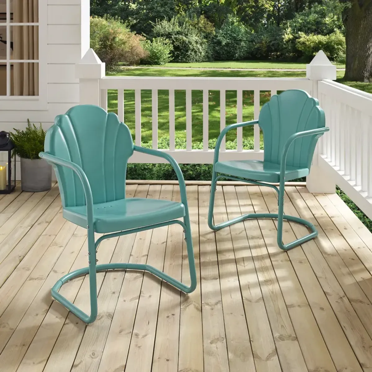 Petal Retro Set of 2 Outdoor Chairs - Blue