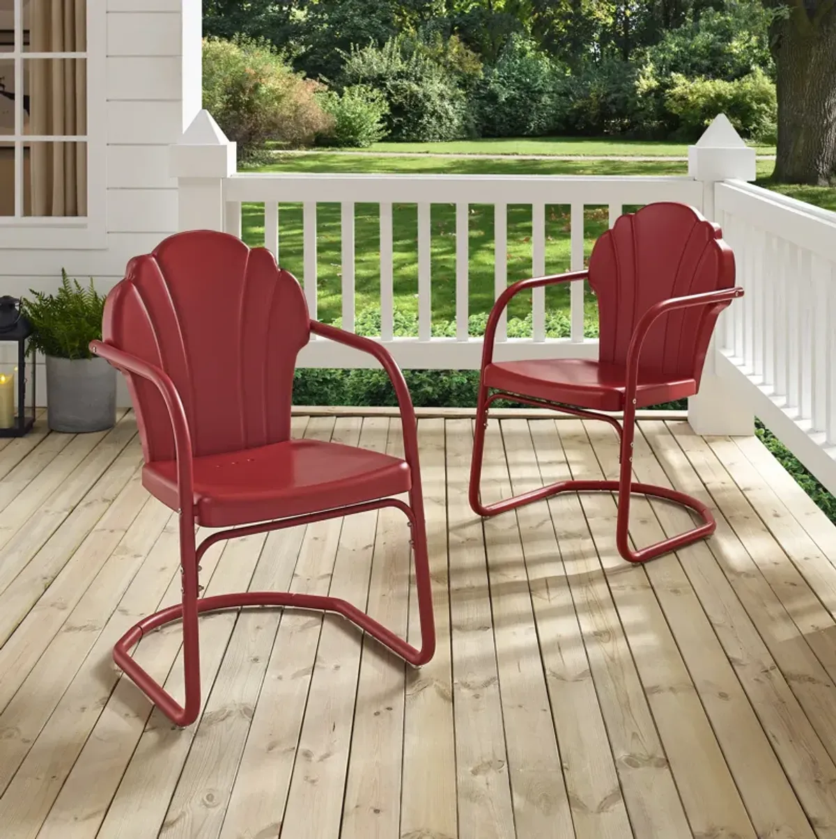 Petal Retro Set of 2 Outdoor Chairs - Red