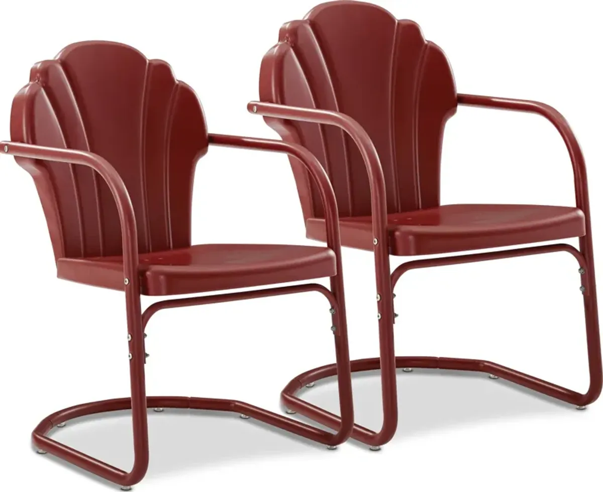 Petal Retro Set of 2 Outdoor Chairs - Red