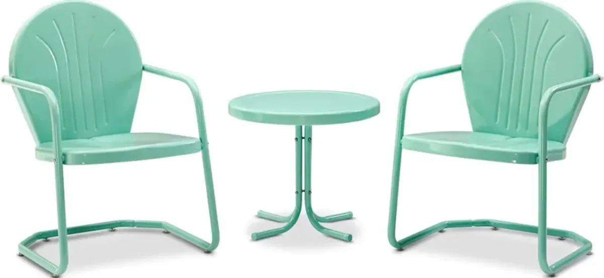 Kona Set of 2 Outdoor Chairs and Side Table - Aqua