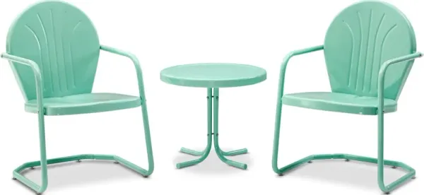 Kona Set of 2 Outdoor Chairs and Side Table - Aqua