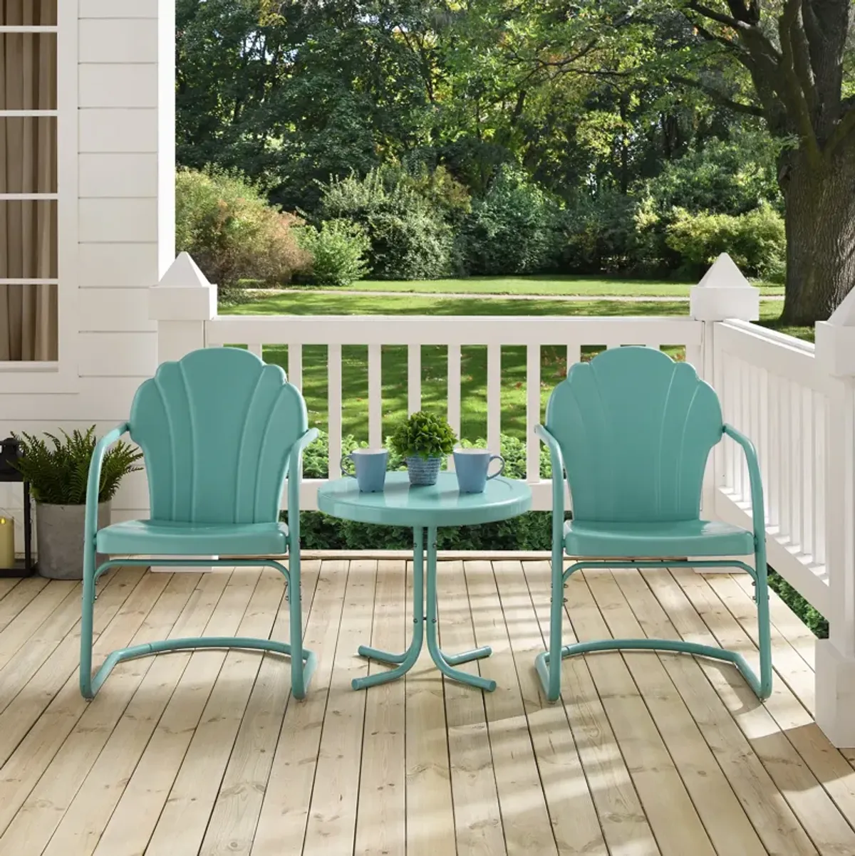 Petal Set of 2 Outdoor Chairs and Side Table - Caribbean Blue