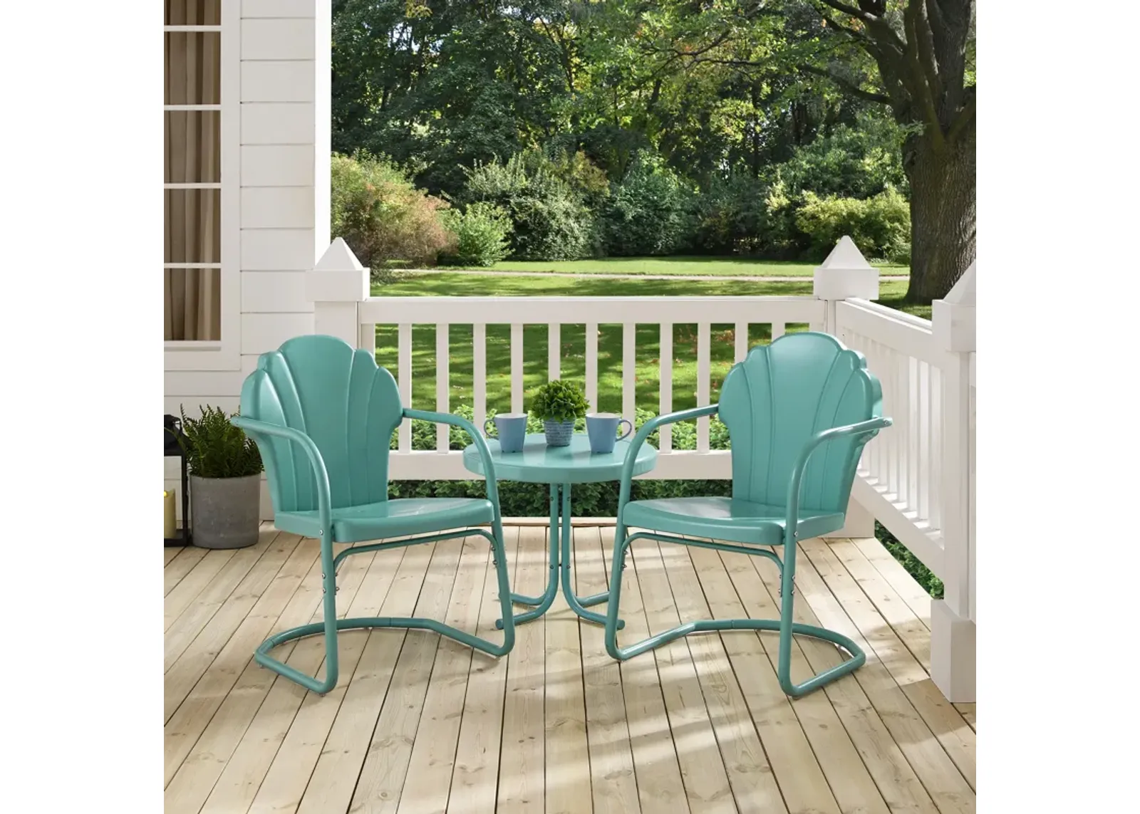 Petal Set of 2 Outdoor Chairs and Side Table - Caribbean Blue