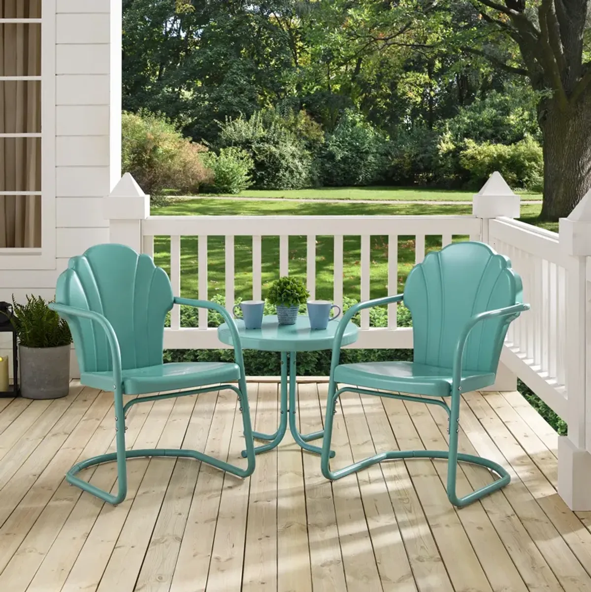 Petal Set of 2 Outdoor Chairs and Side Table - Caribbean Blue