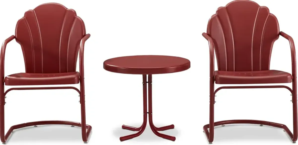 Petal Set of 2 Outdoor Chairs and Side Table - Red