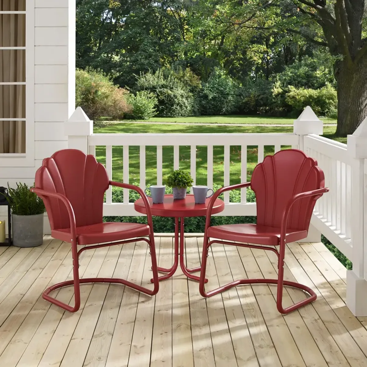 Petal Set of 2 Outdoor Chairs and Side Table - Red