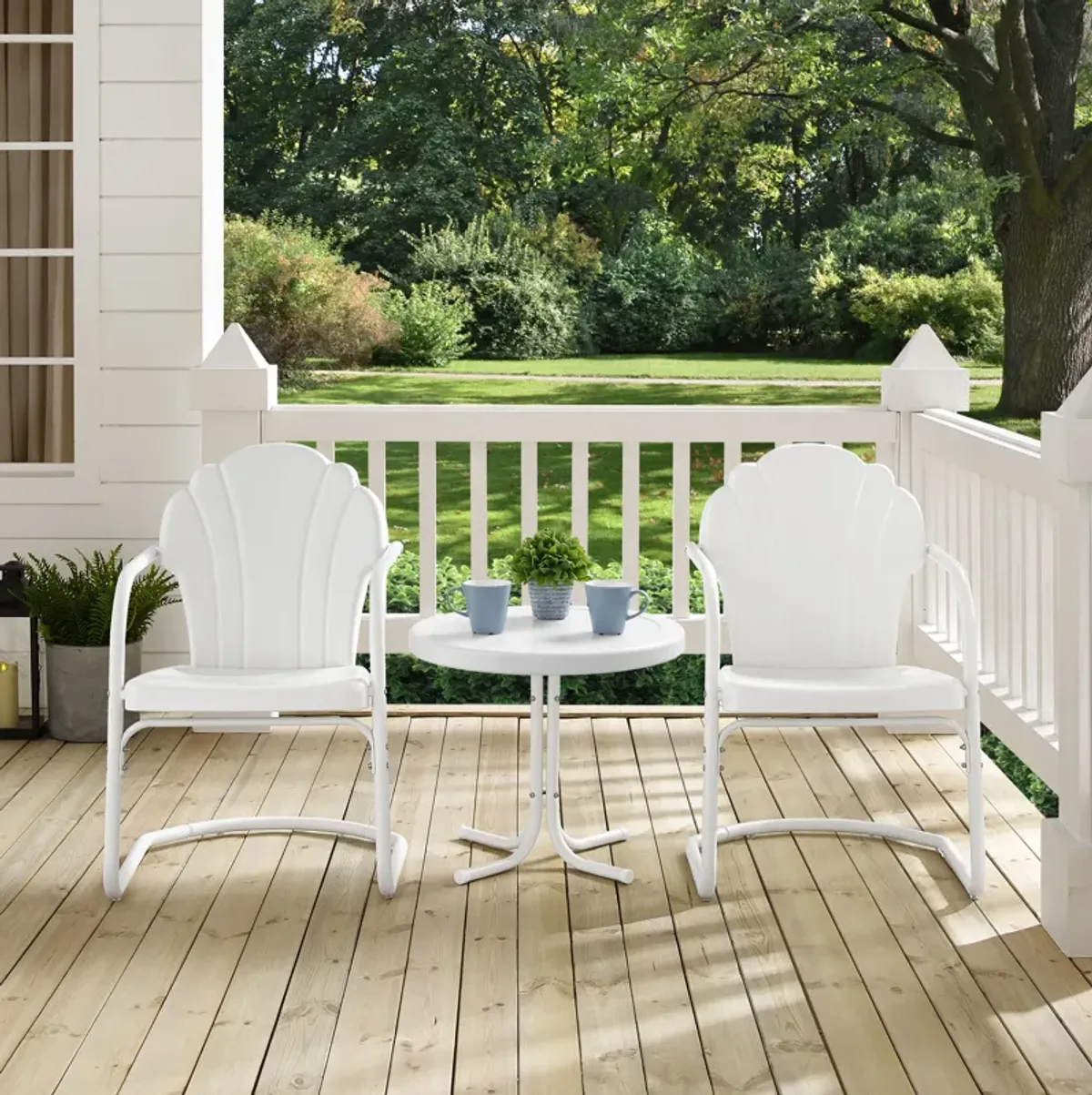 Petal Set of 2 Outdoor Chairs and Side Table - Alabaster White