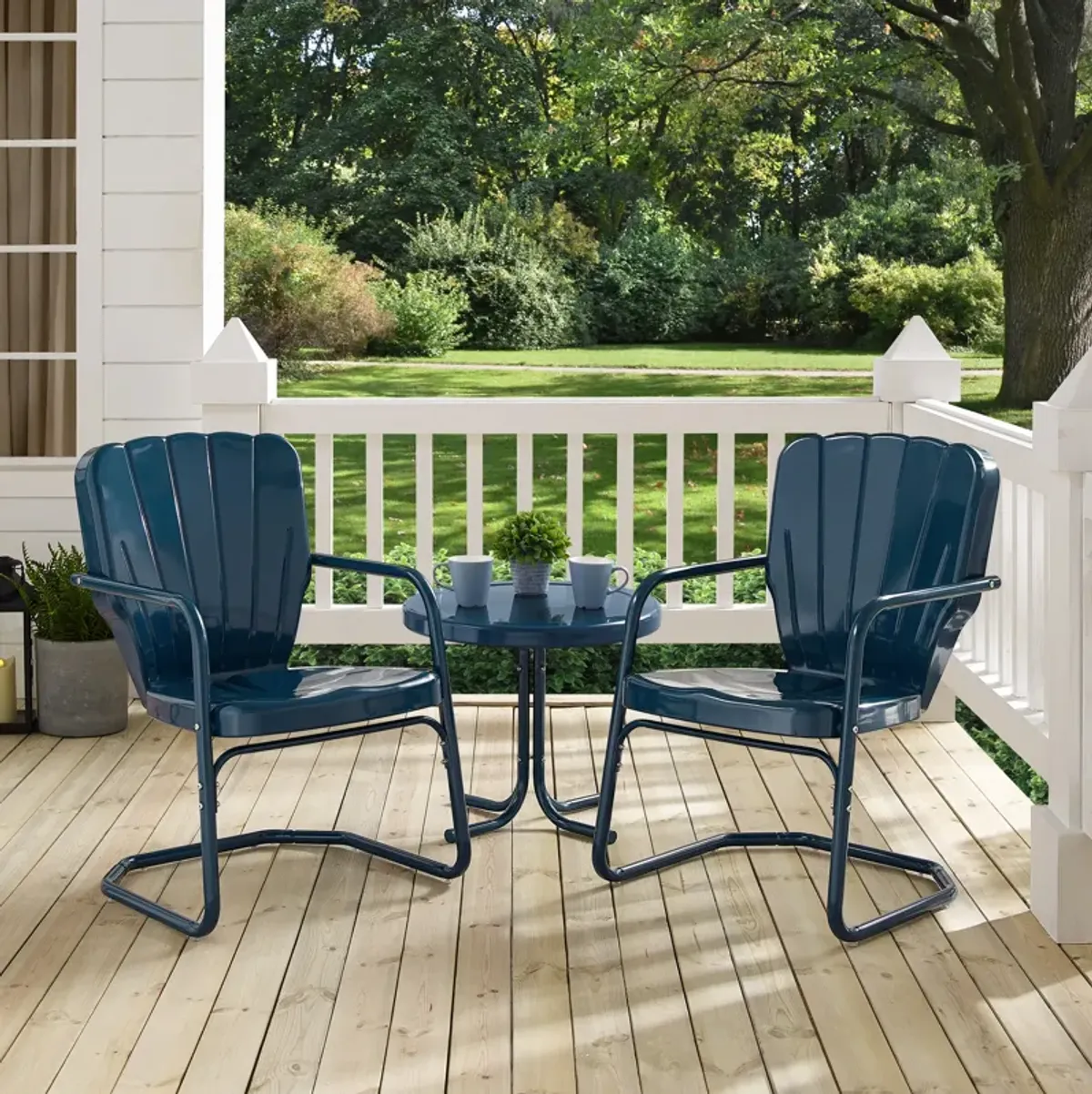 Jack Set of 2 Outdoor Chairs and Side Table - Navy