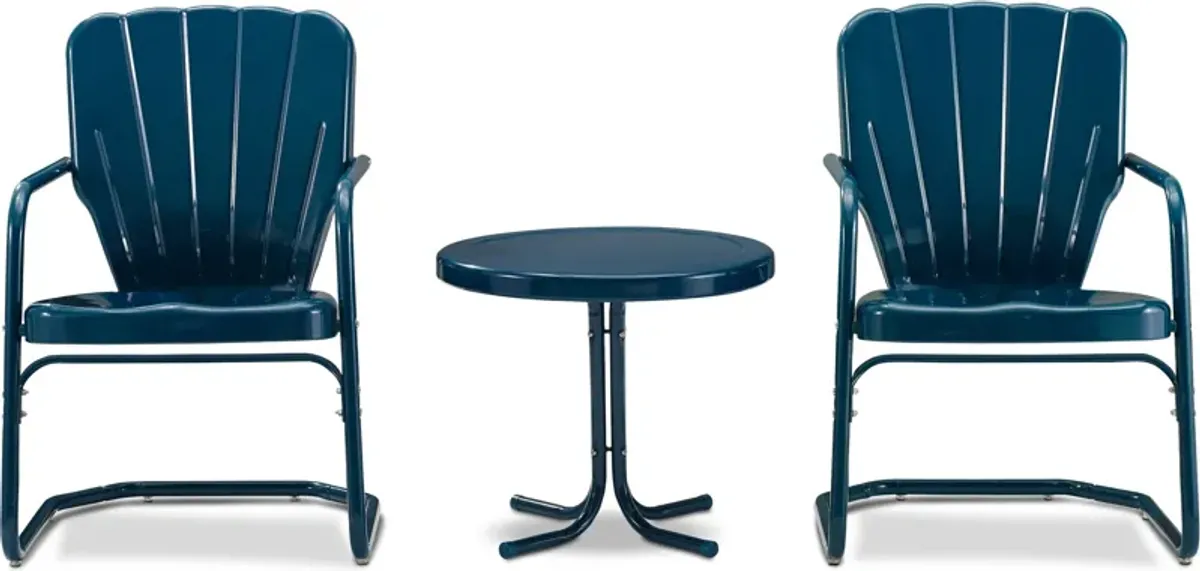 Jack Set of 2 Outdoor Chairs and Side Table - Navy