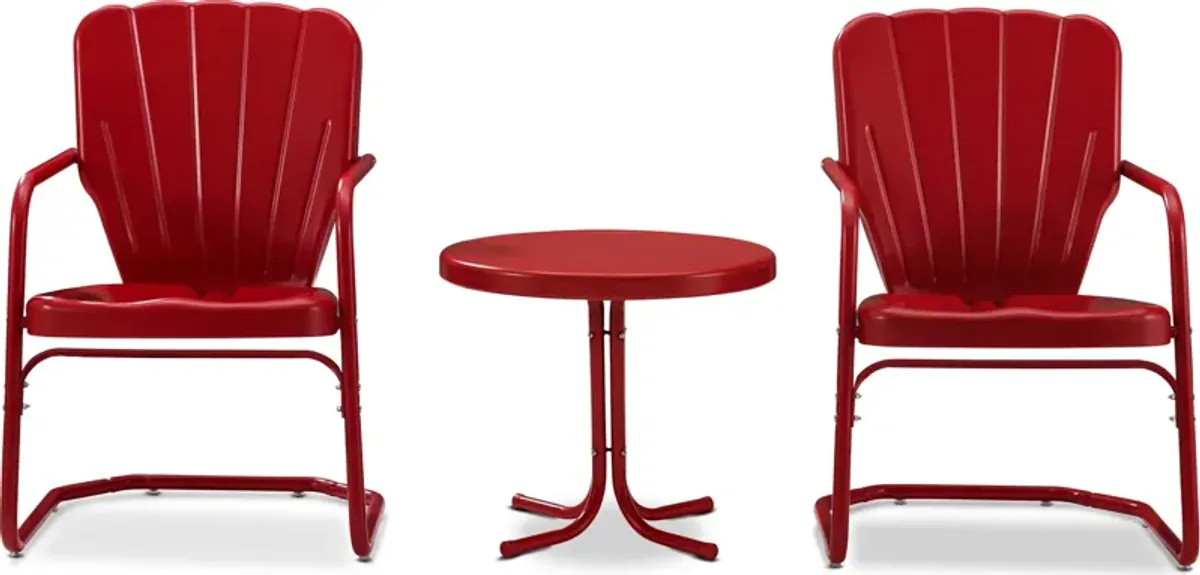 Jack Set of 2 Outdoor Chairs and Side Table - Red