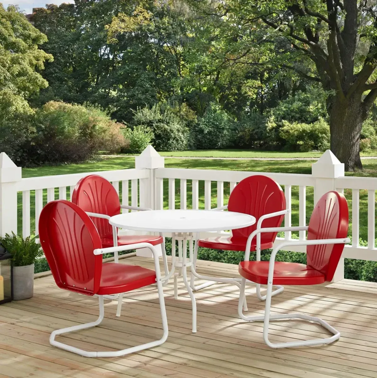 Kona 5-Piece Outdoor Dining Set - Bright Red