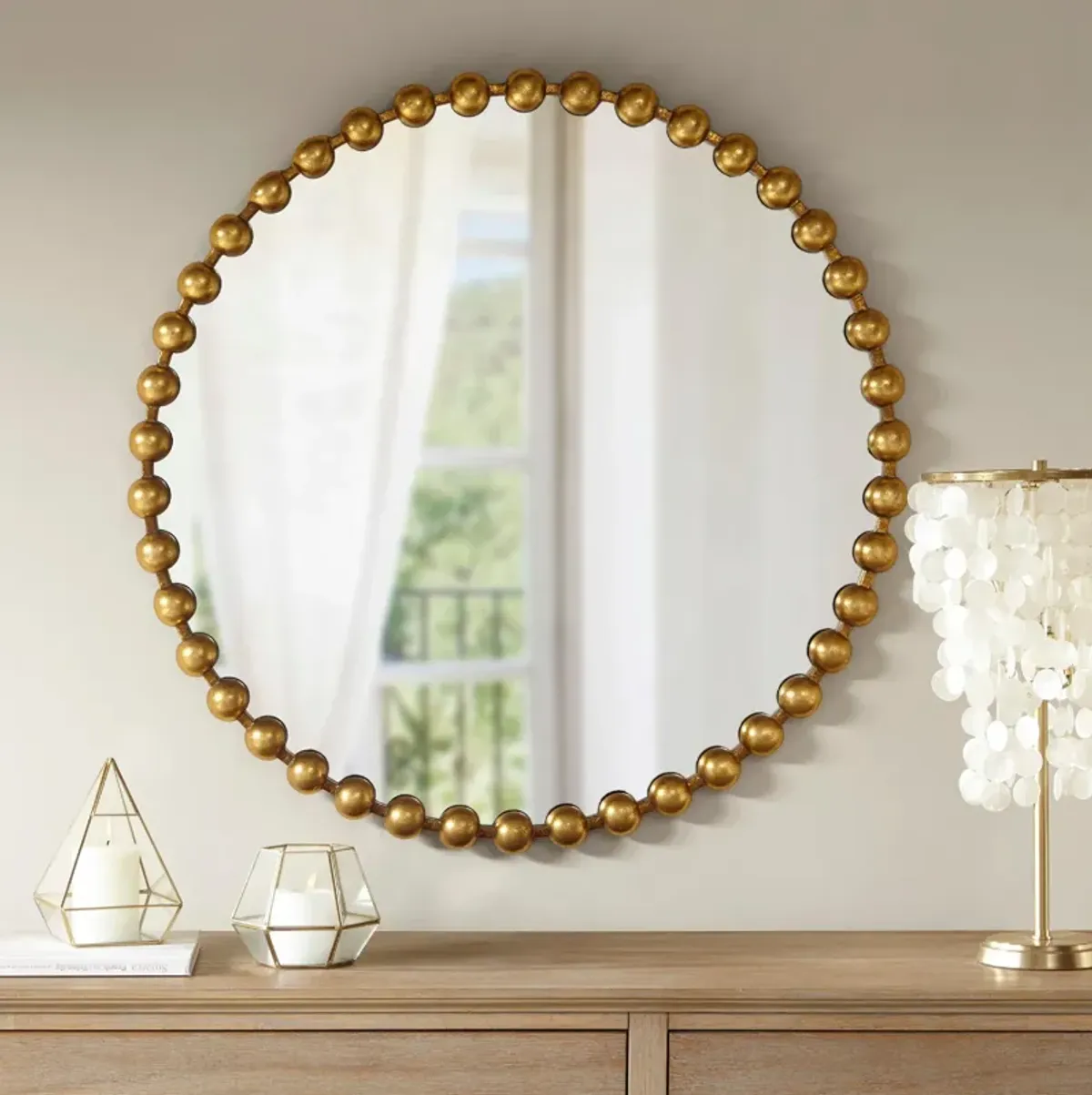 Button 36'' Round Wall Mirror - Gold