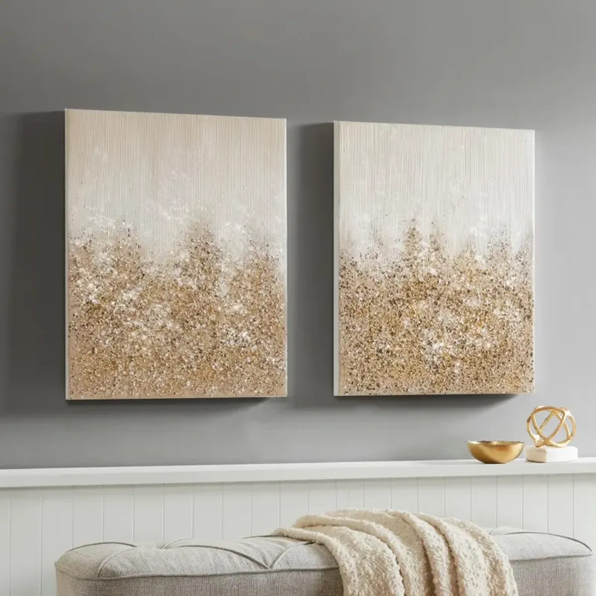 Gold Glimmer 2-Piece 28'' x 22'' Wall Art Set