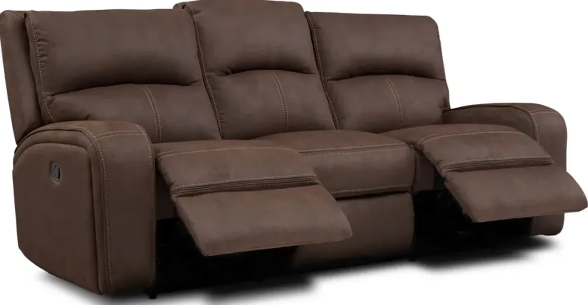 Burke Manual Reclining Sofa, Loveseat and Recliner - Brown