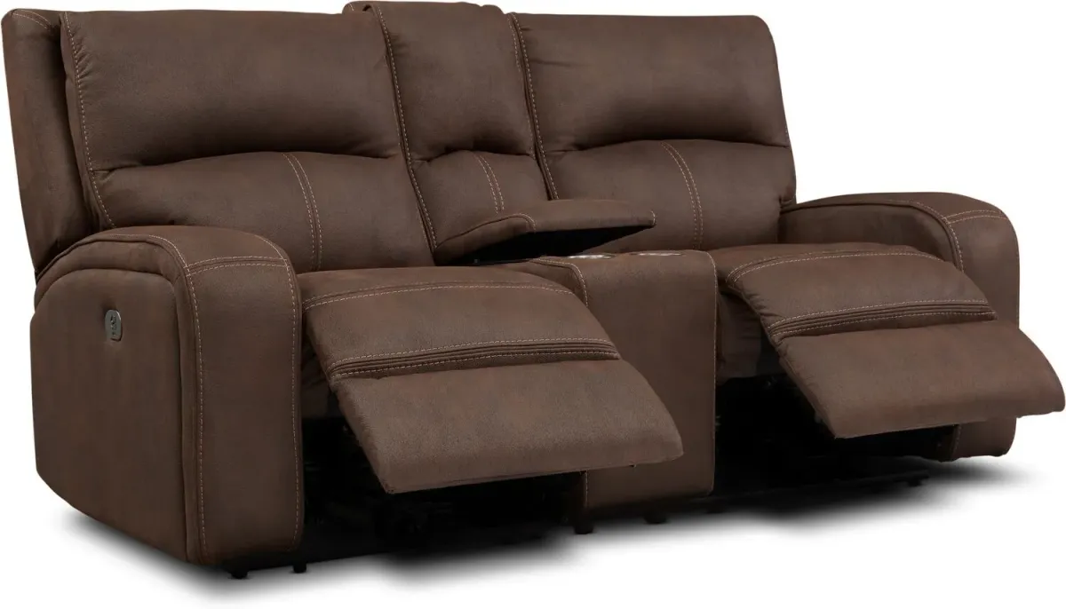 Burke Dual-Power Reclining Sofa and Loveseat - Brown