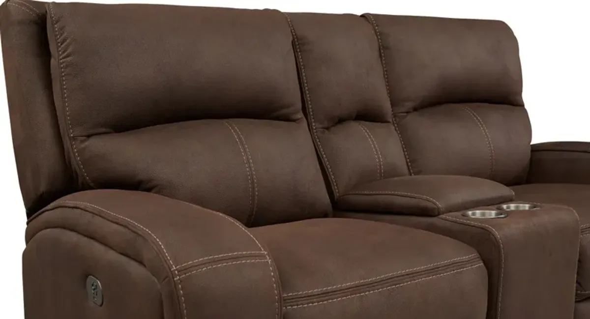 Burke Dual-Power Reclining Sofa and Loveseat - Brown