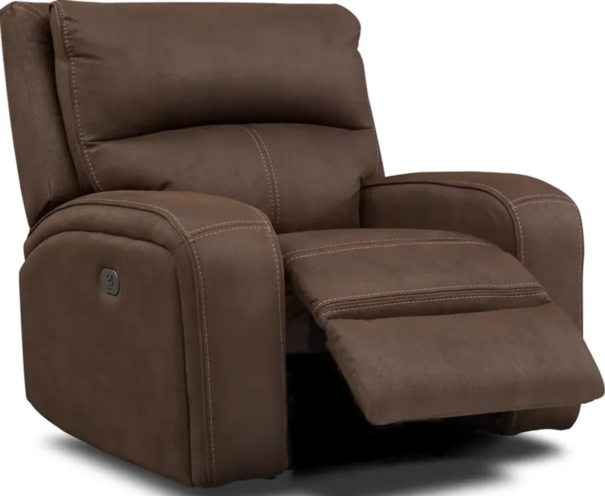 Burke Dual-Power Reclining Sofa and Recliner Set - Brown