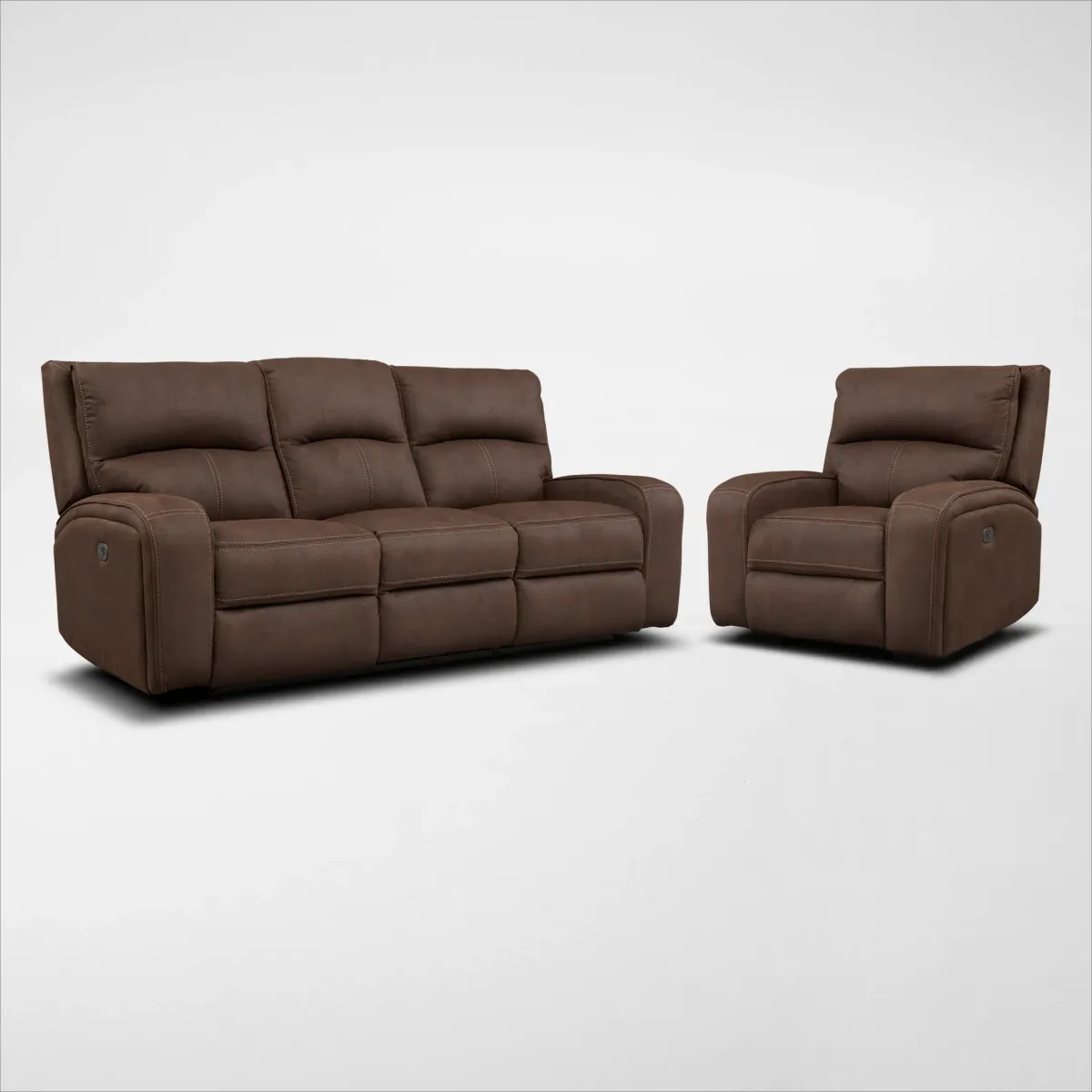 Burke Dual-Power Reclining Sofa and Recliner Set - Brown