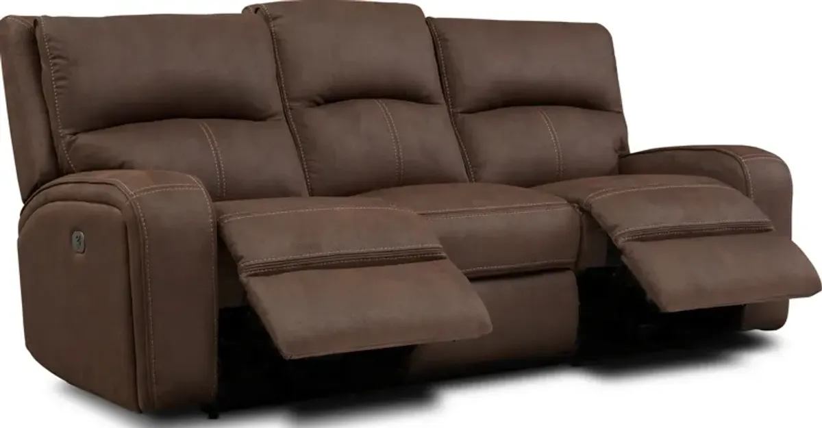 Burke Dual-Power Reclining Sofa, Loveseat and Recliner - Brown