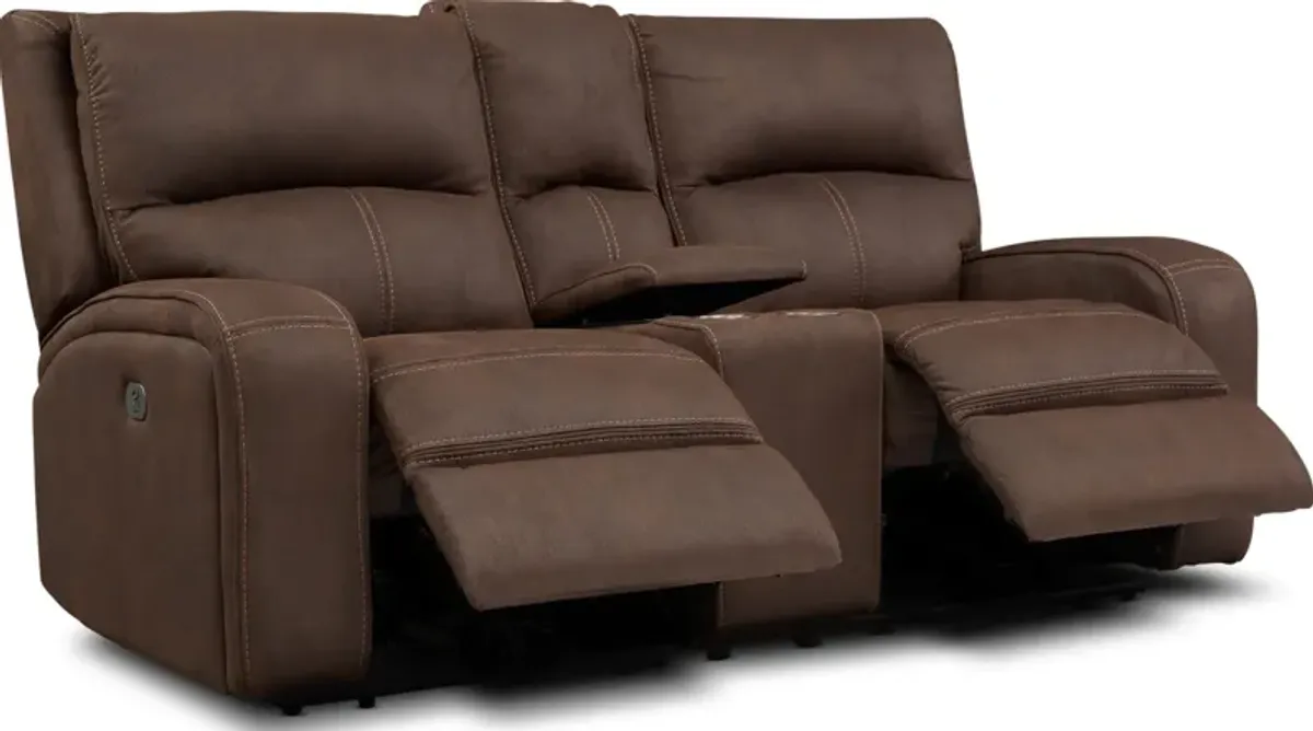 Burke Dual-Power Reclining Sofa, Loveseat and Recliner - Brown