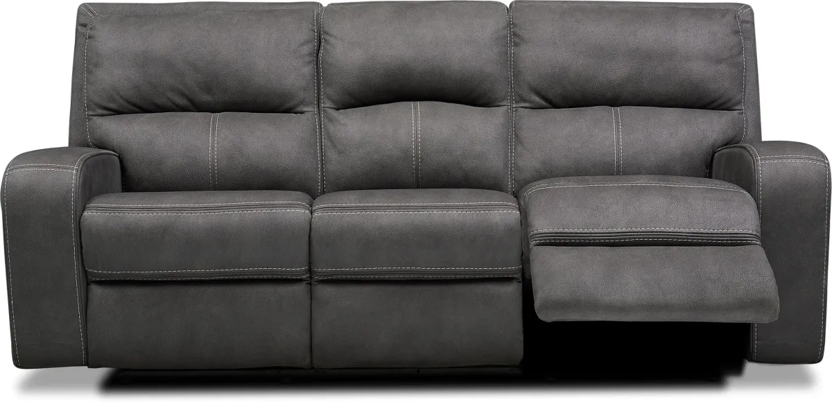 Burke Manual Reclining Sofa, Loveseat and Recliner  - Charcoal