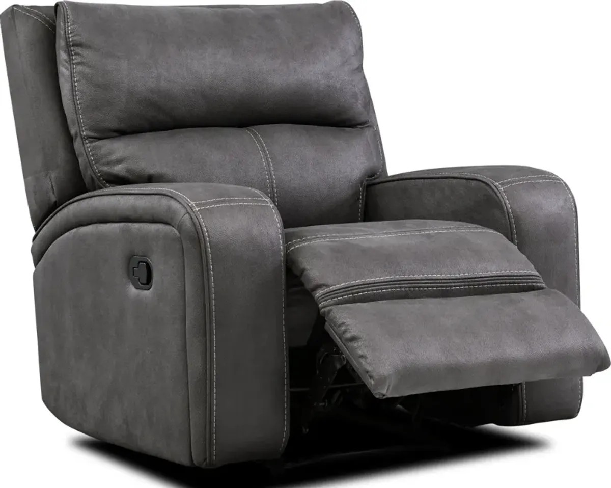 Burke Manual Reclining Sofa, Loveseat and Recliner  - Charcoal