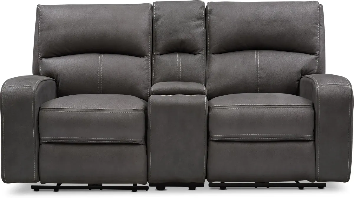 Burke Manual Reclining Sofa, Loveseat and Recliner  - Charcoal