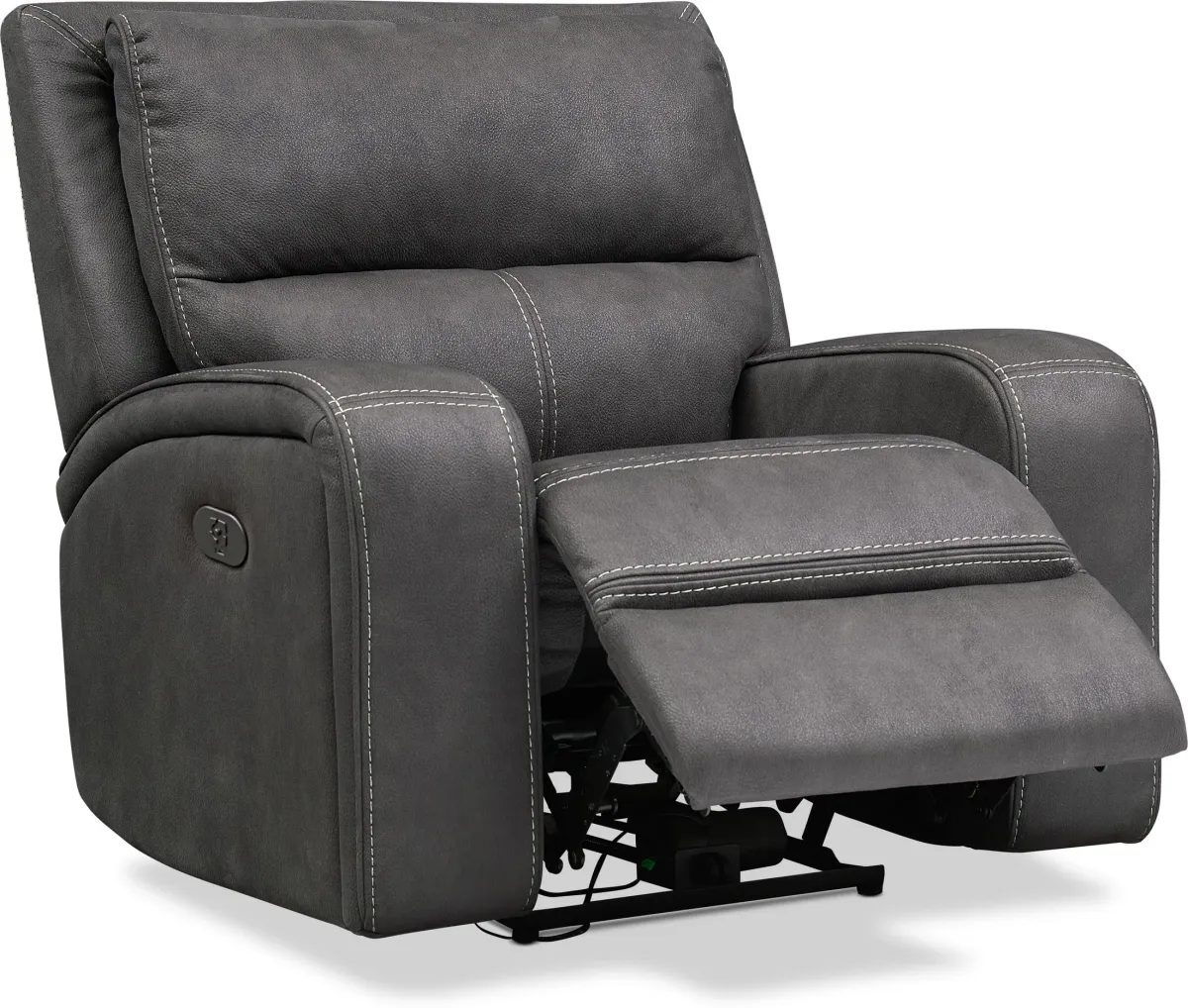 Burke Dual-Power Reclining Sofa, Loveseat and Recliner - Charcoal