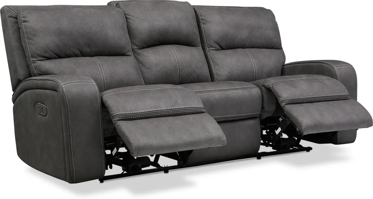 Burke Dual-Power Reclining Sofa, Loveseat and Recliner - Charcoal