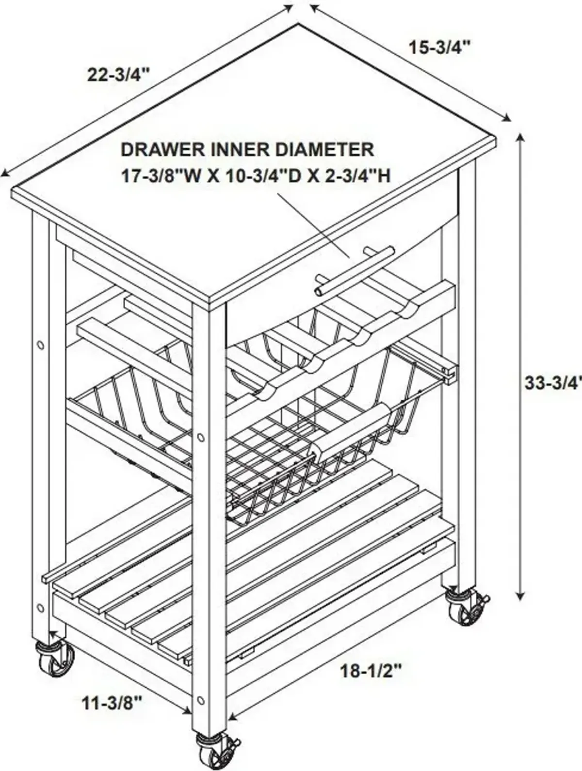 Avon Granite Kitchen Cart - Gray